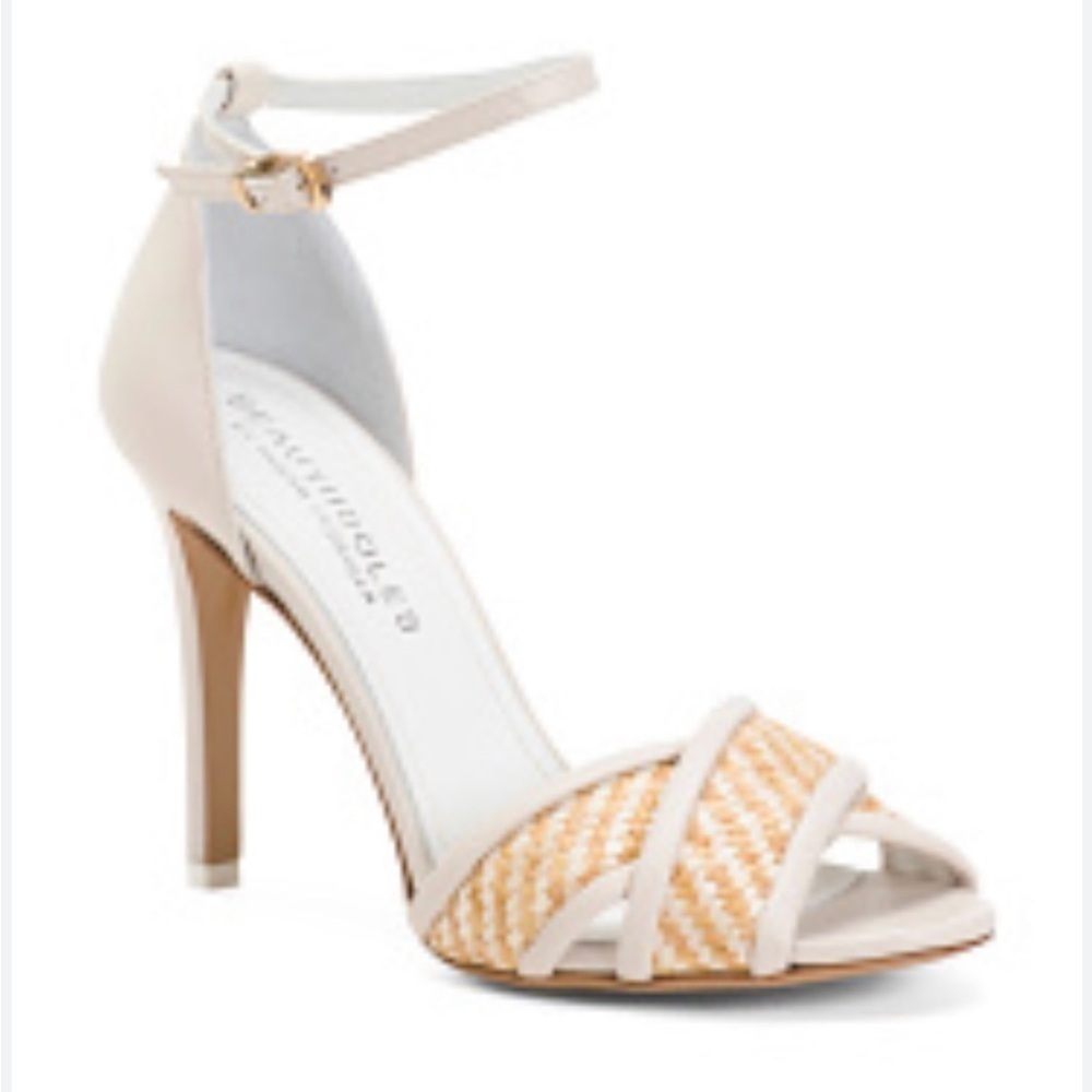 Beautiisoles Dana White And Beige Leather Heels Size 10 — image 8 of 8